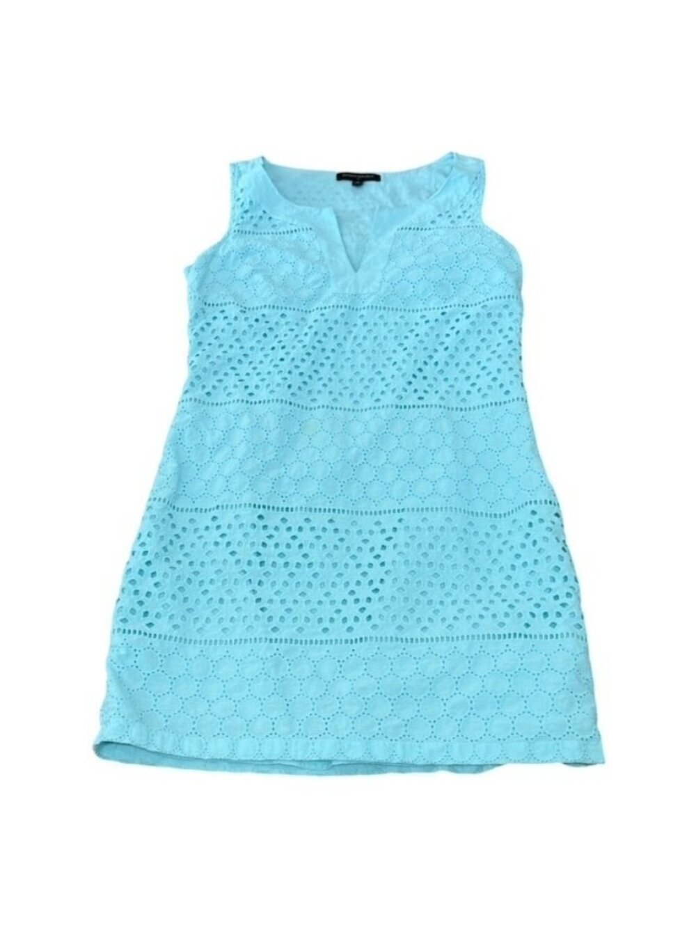 Banana Republic Eyelet Sheath Dress Size 6 Aqua Blue Sleeveless Lined Beach Reso